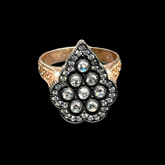 Spectacular rose gold vermeil crystal ring - Picture 2 of 4